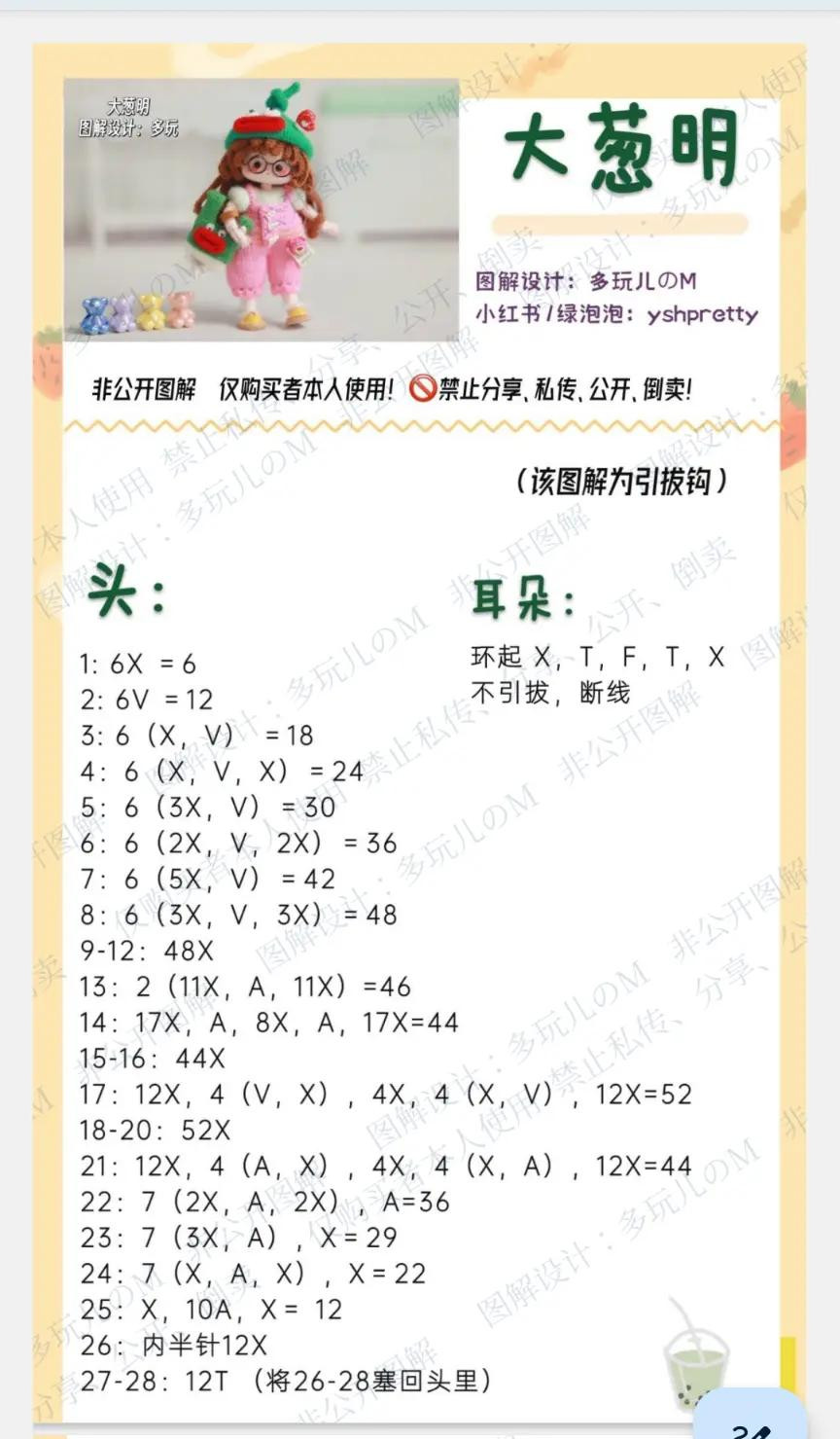 Crochet Amigurumi Doll Pattern: Big Onion Ming