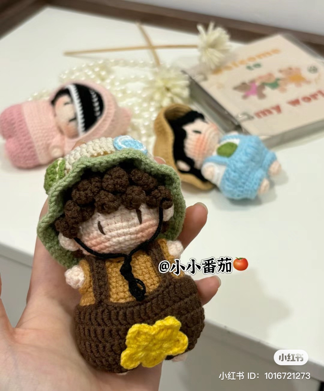 Crochet Amigurumi Doll Pattern: Boy with Overalls and Flower