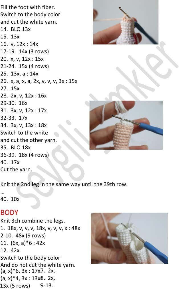 Crochet Amigurumi Doll Pattern Chart - Brown Hair and Dress