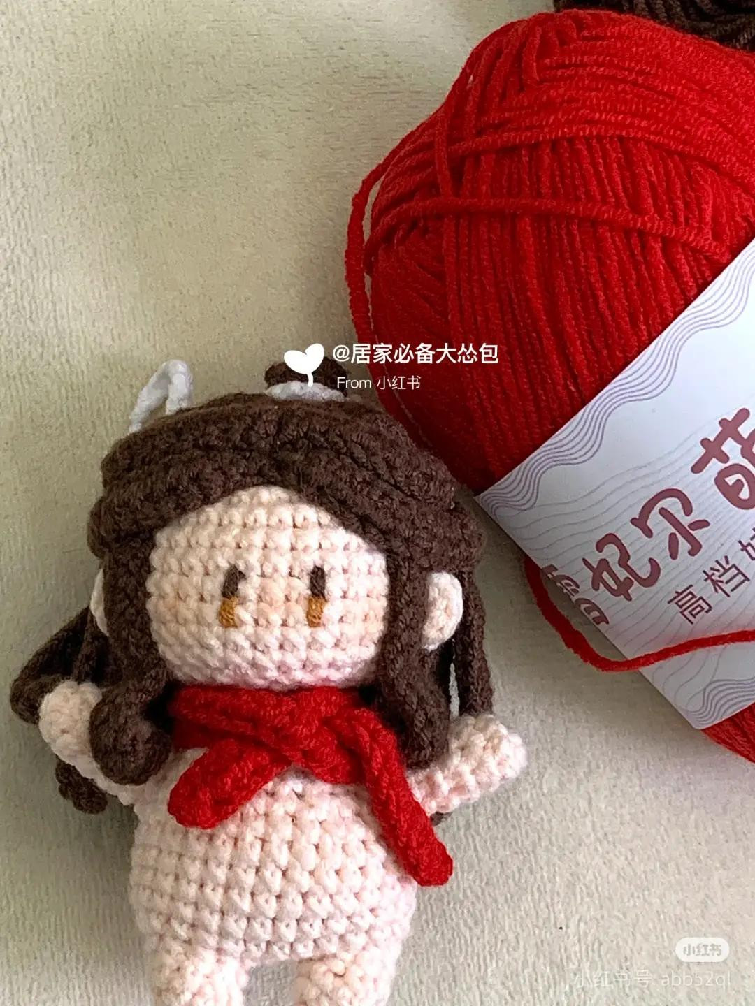 Crochet Amigurumi Doll Pattern: Cute Girl with Brown Hair and Red Scarf Tutorial