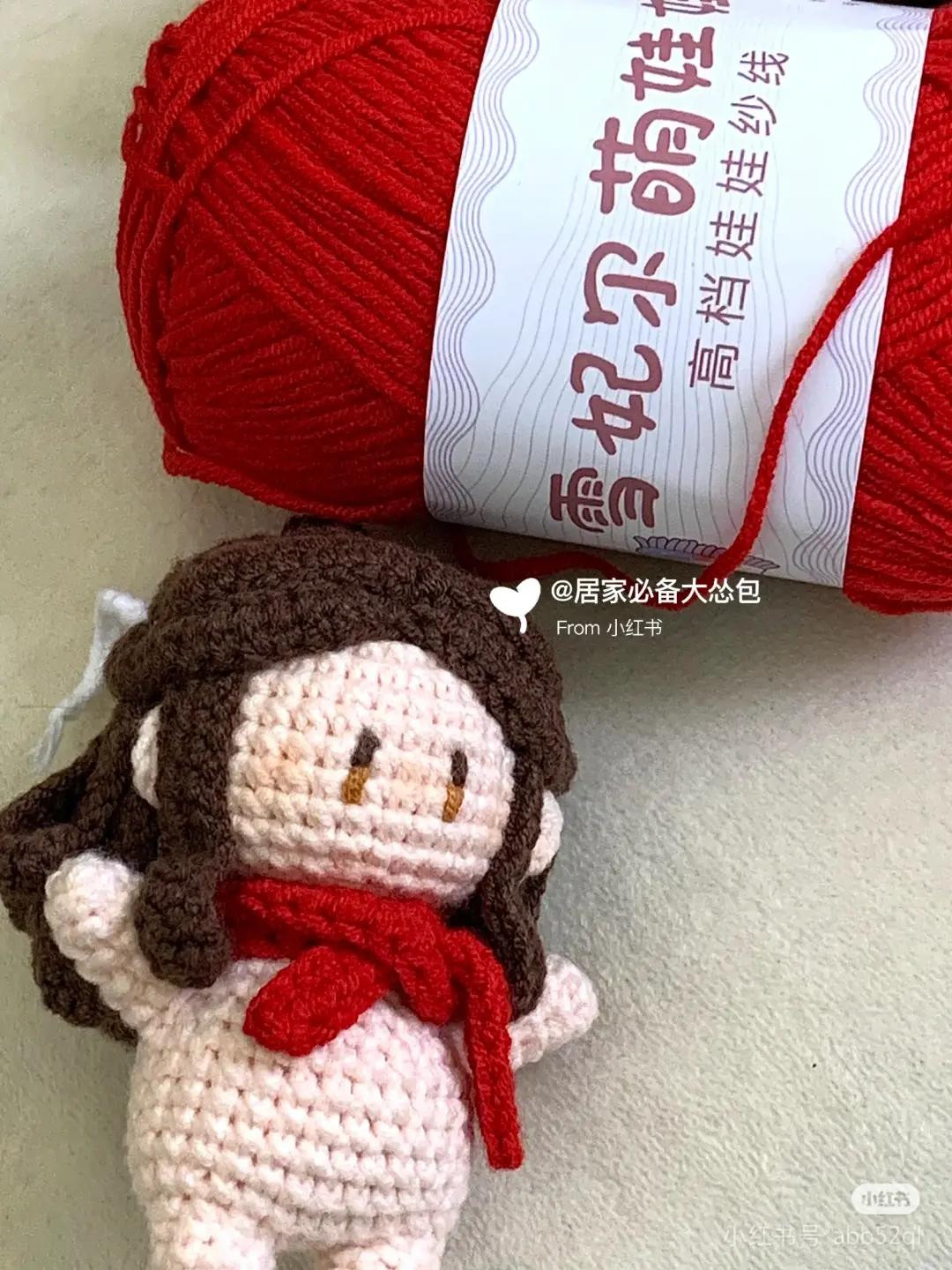 Crochet Amigurumi Doll Pattern: Cute Girl with Brown Hair and Red Scarf Tutorial