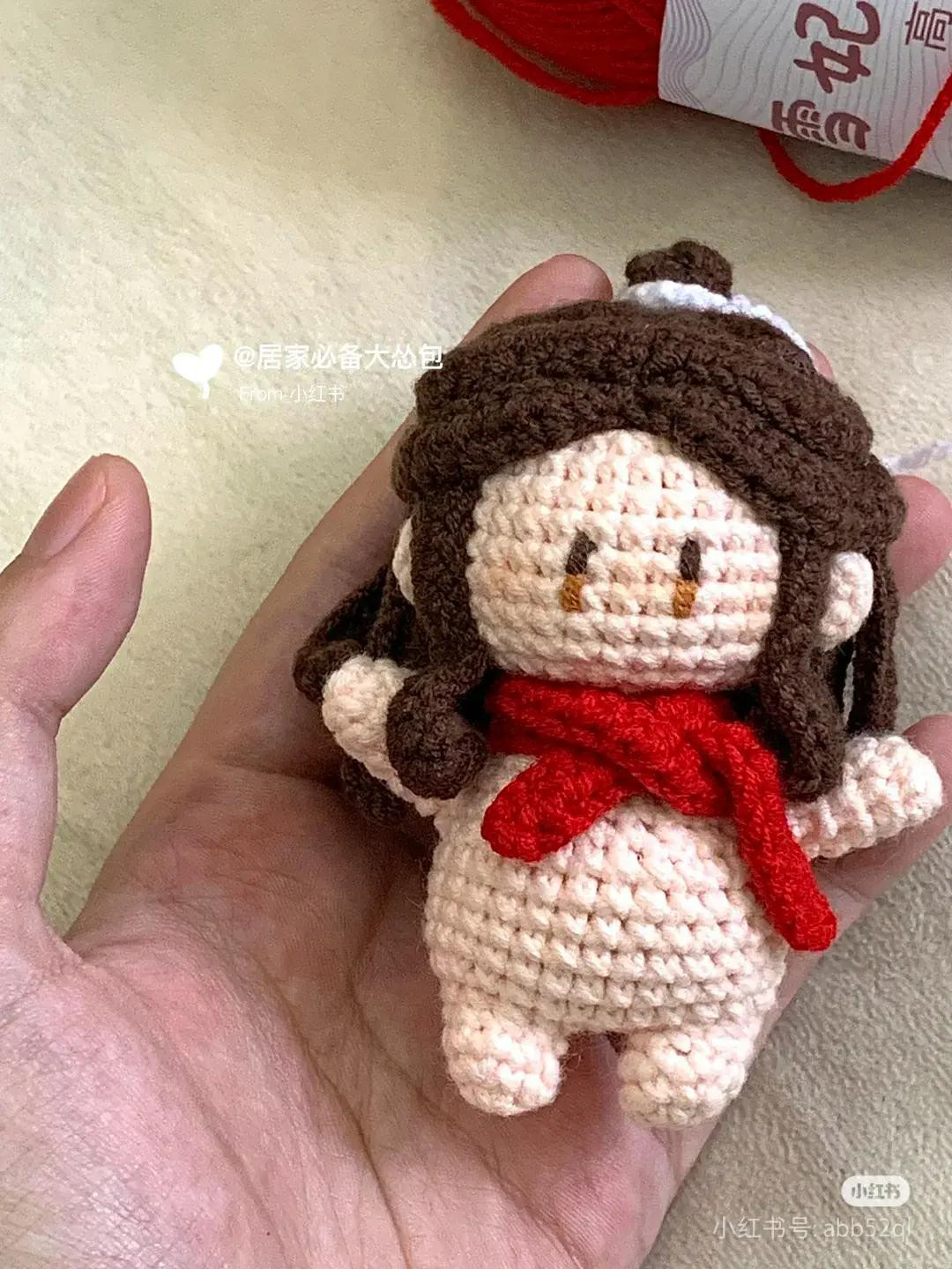 Crochet Amigurumi Doll Pattern: Cute Girl with Brown Hair and Red Scarf Tutorial