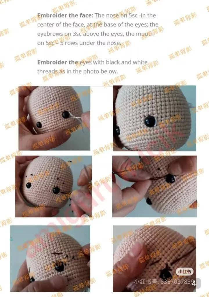 Crochet Amigurumi Doll Pattern: Girl with Cat Hoodie and Brown Hair