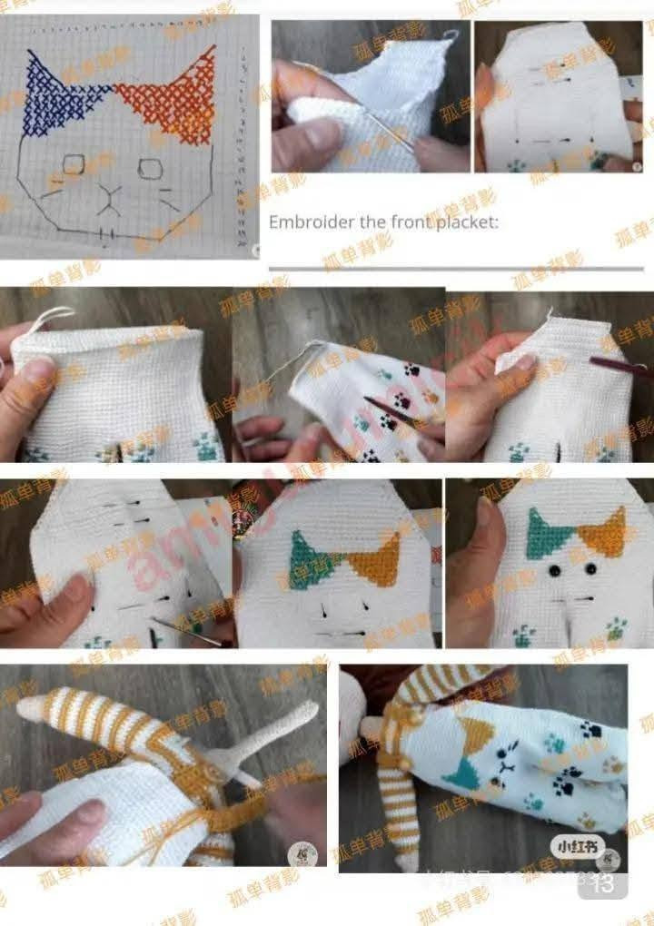 Crochet Amigurumi Doll Pattern: Girl with Cat Hoodie and Brown Hair