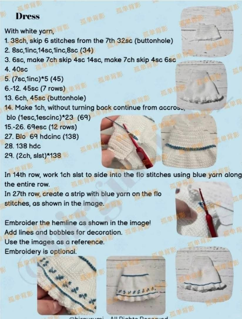 Crochet Amigurumi Doll Pattern: Winter Snow Girl with Blue Jacket and Hat