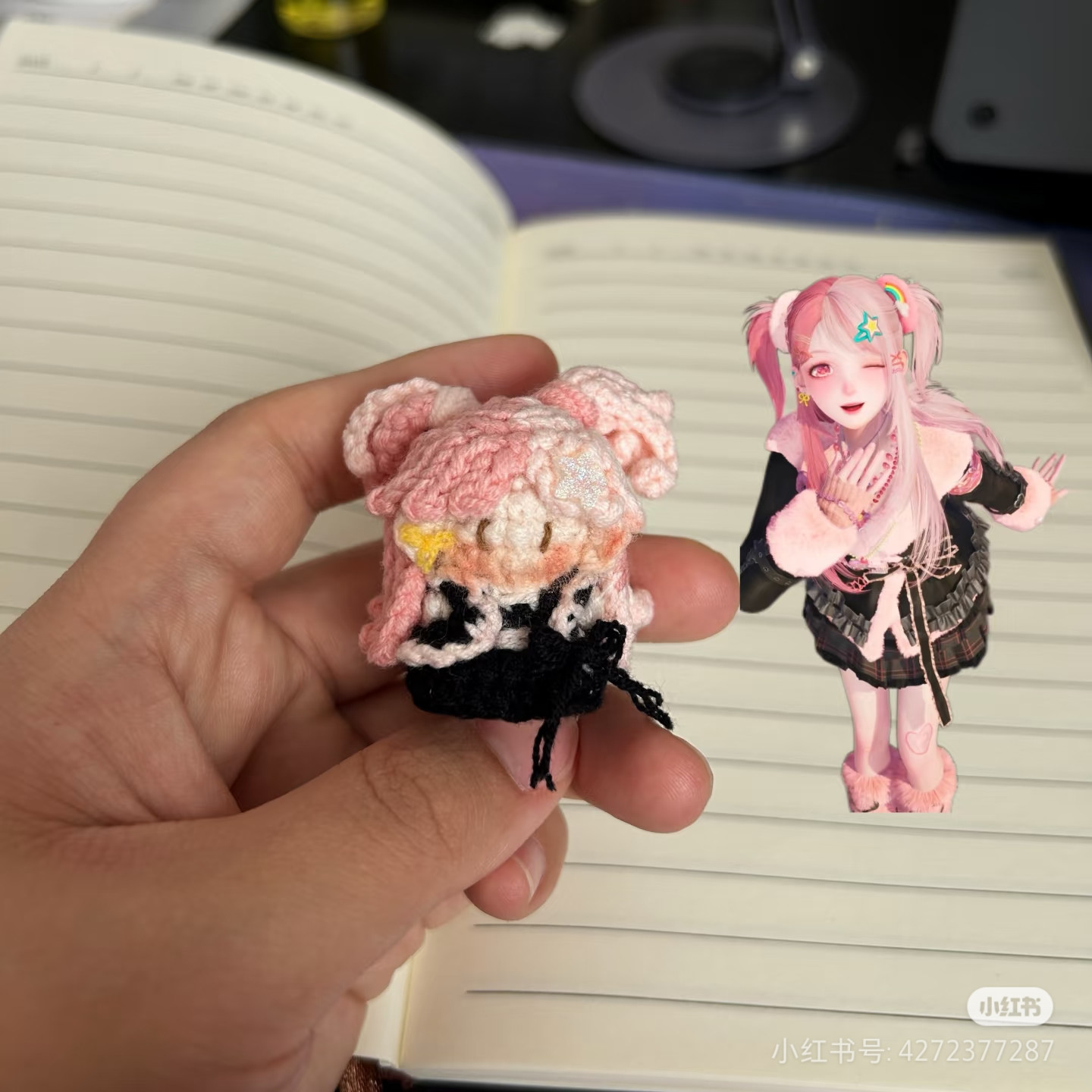 Crochet Amigurumi Doll Tutorial Chart with Pink Hair