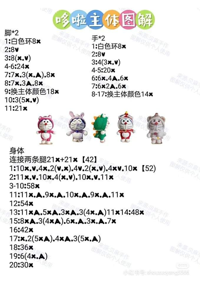 Crochet Amigurumi Doraemon Little Painter Doll Pattern Tutorial