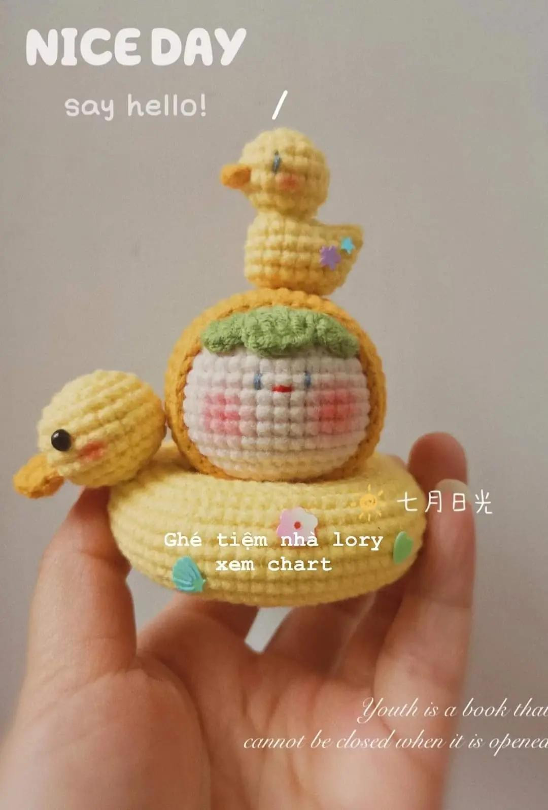 Crochet Amigurumi Duck and Baby in Floatie Pattern Chart