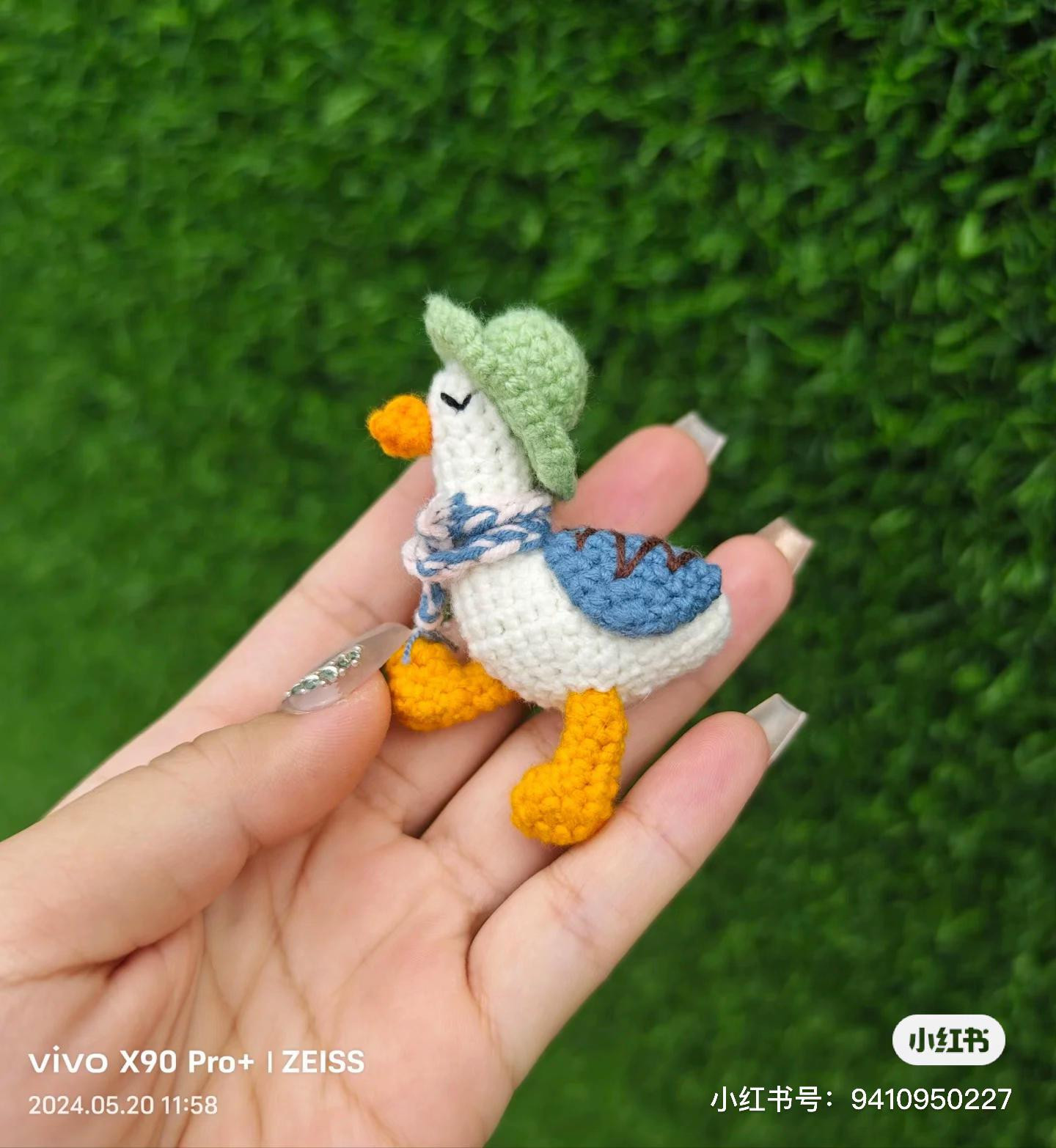 Crochet Amigurumi Duck with Green Hat and Blue Backpack Pattern