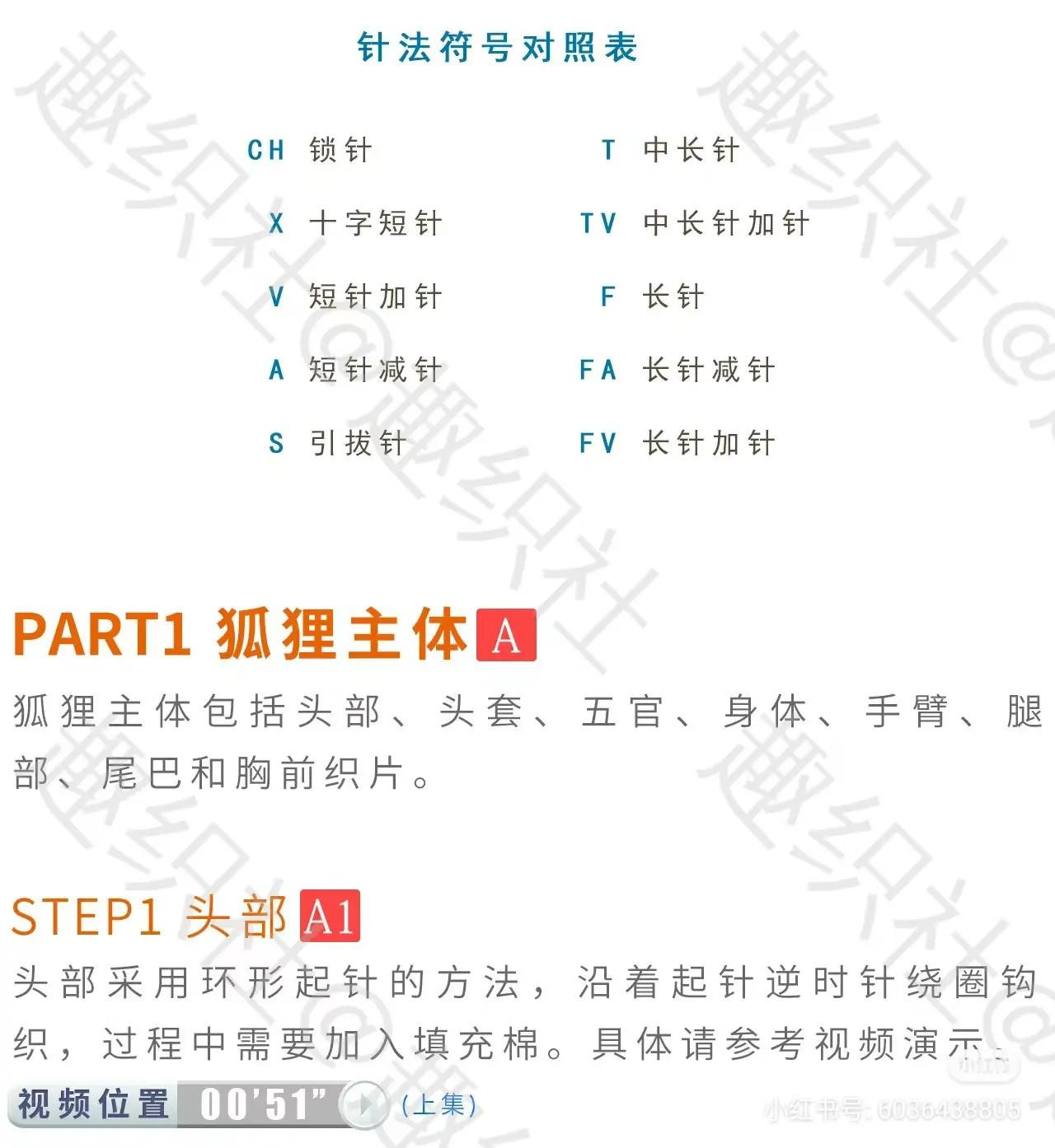 Crochet Amigurumi Fox with Wheat Ears and LED Lights Pattern Chart