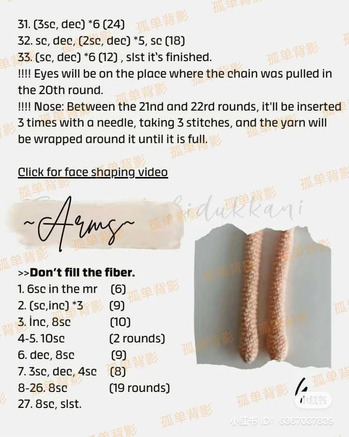 Crochet Amigurumi Girl Doll Pattern with Black Dress, Brown Hair and Accessories