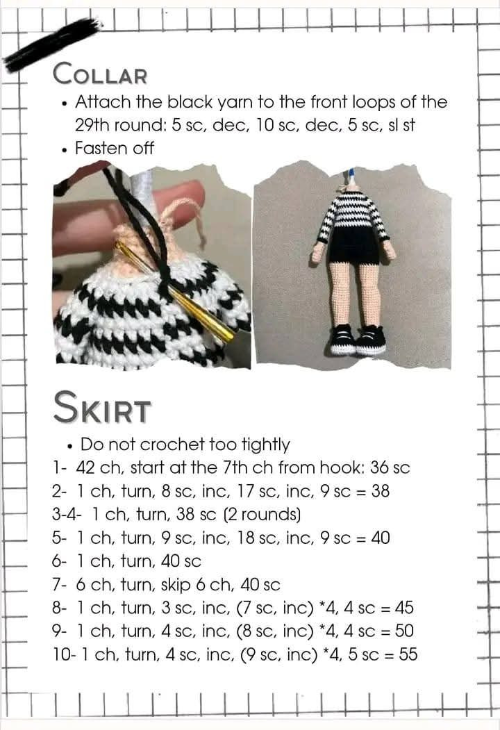 Crochet Amigurumi Girl Doll Pattern with Braids and Violin Background