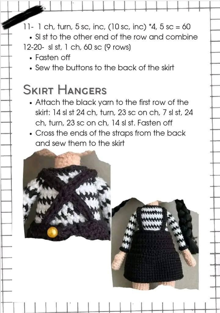 Crochet Amigurumi Girl Doll Pattern with Braids and Violin Background