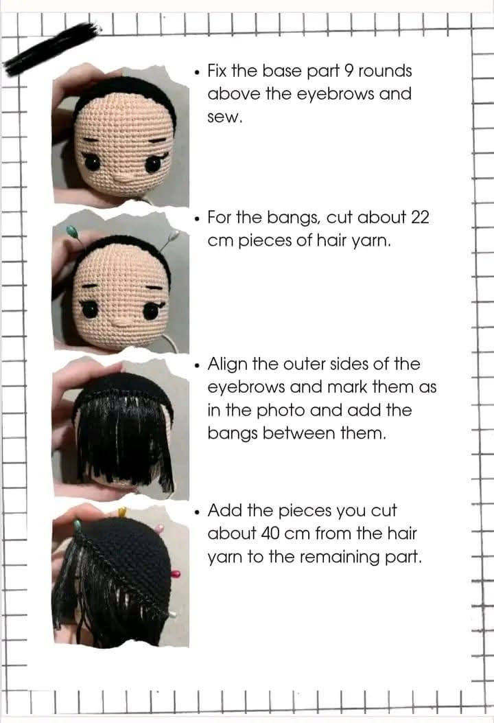 Crochet Amigurumi Girl Doll Pattern with Braids and Violin Background