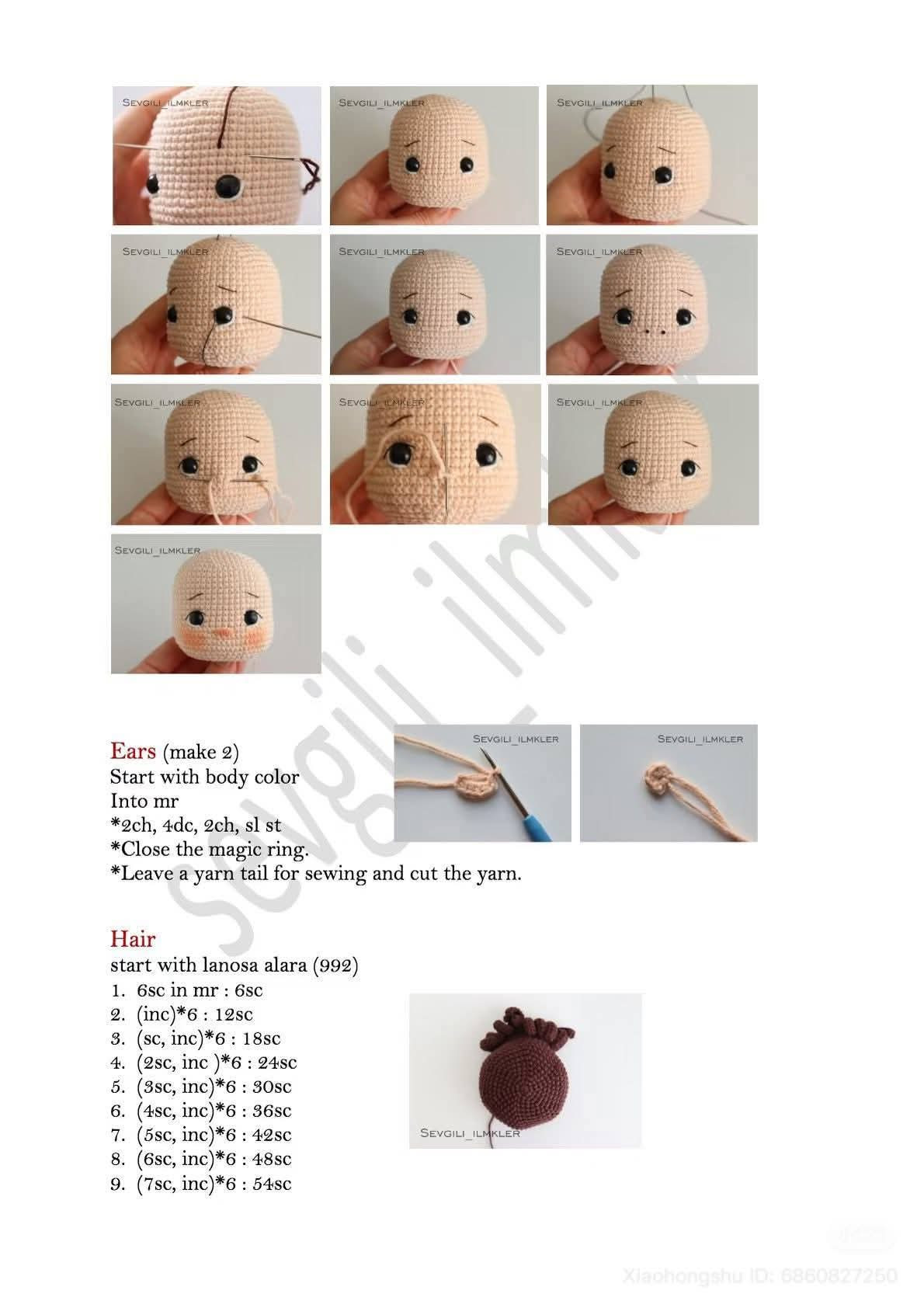 Crochet Amigurumi Girl Doll Pattern with Traditional Dress and Flower Hair Buns