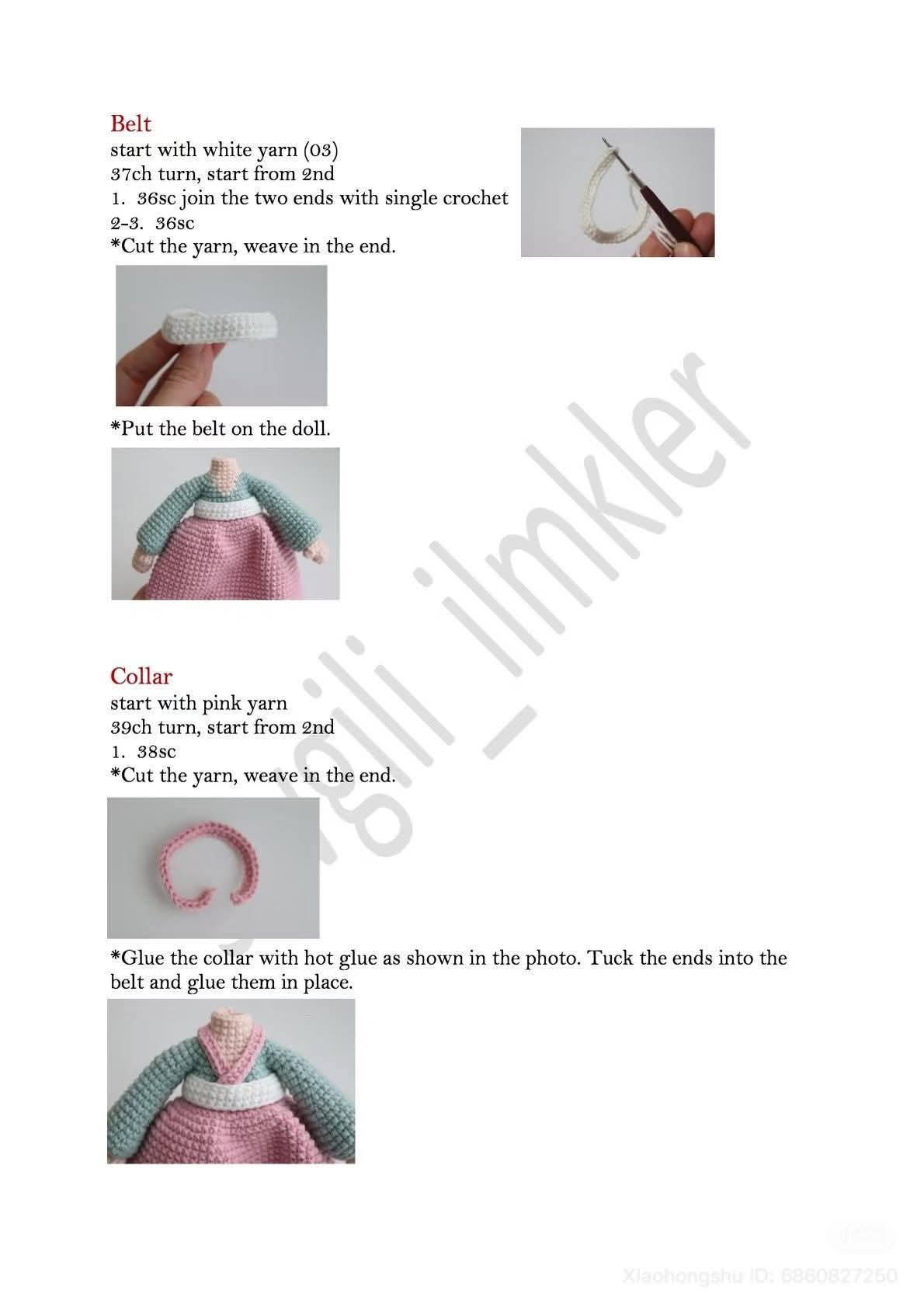 Crochet Amigurumi Girl Doll Pattern with Traditional Dress and Flower Hair Buns