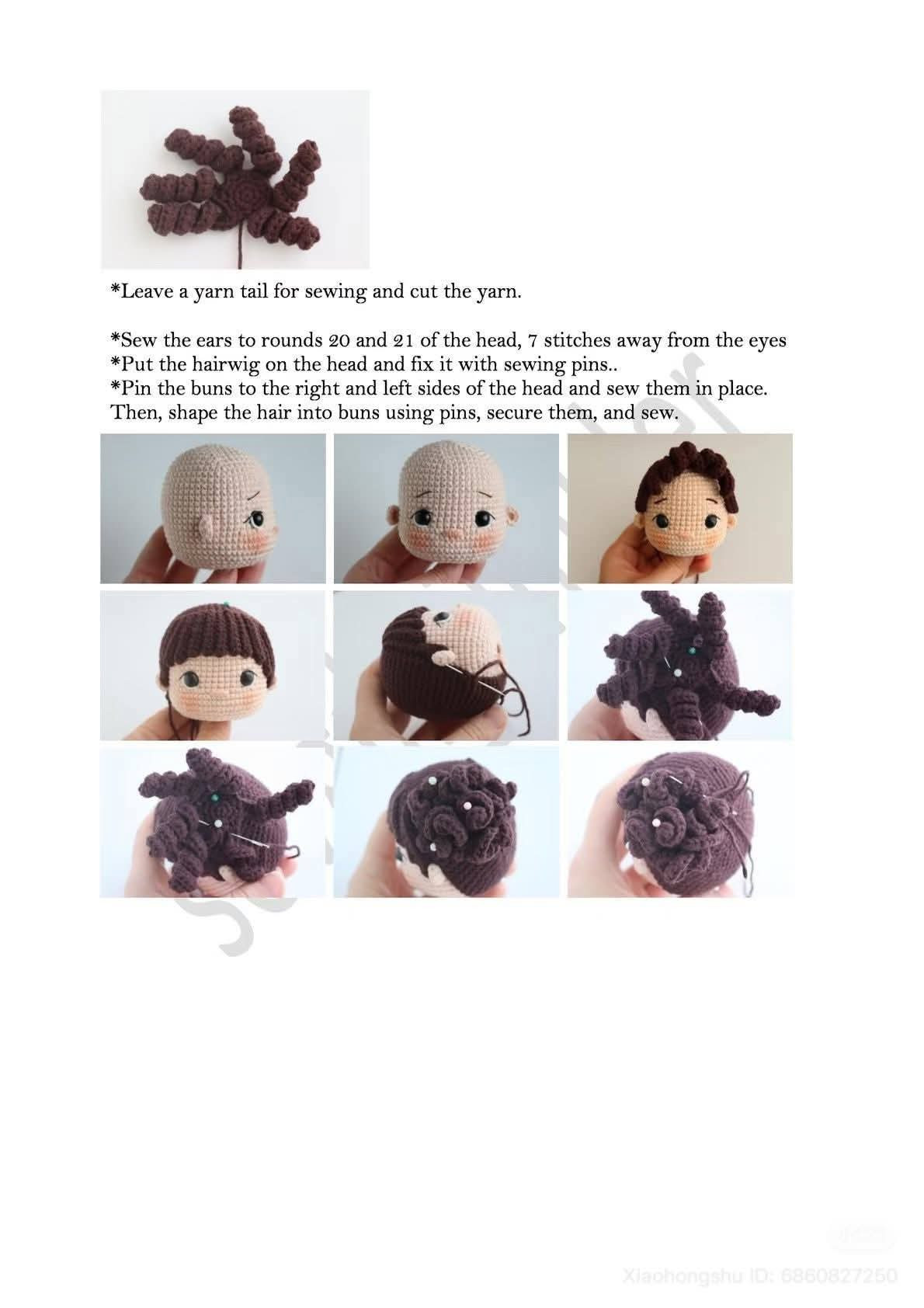 Crochet Amigurumi Girl Doll Pattern with Traditional Dress and Flower Hair Buns