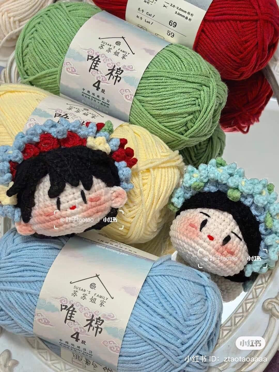 Crochet Amigurumi Girl Head with Flower Crown Pattern Chart Tutorial