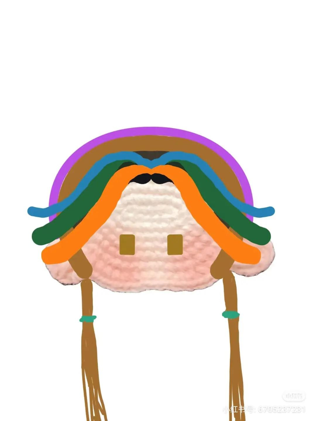 Crochet Amigurumi Keychain Doll Pattern Chart: Zhou Yu Character with Flat Face and Braided Hair Tutorial