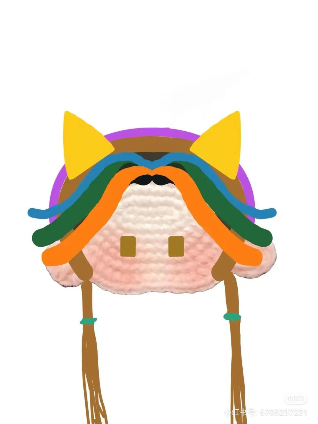 Crochet Amigurumi Keychain Doll Pattern Chart: Zhou Yu Character with Flat Face and Braided Hair Tutorial