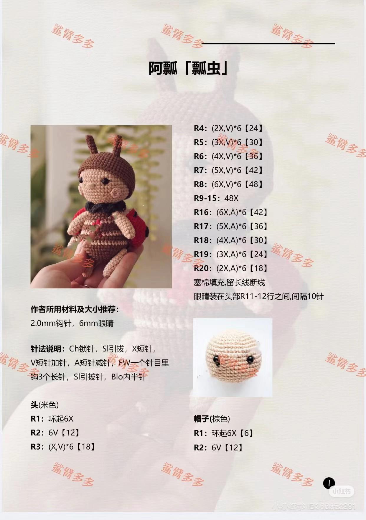 Crochet Amigurumi Ladybug Doll Pattern: Step-by-Step Instructions for Cute Insect Toy with Red Wings and Striped Body