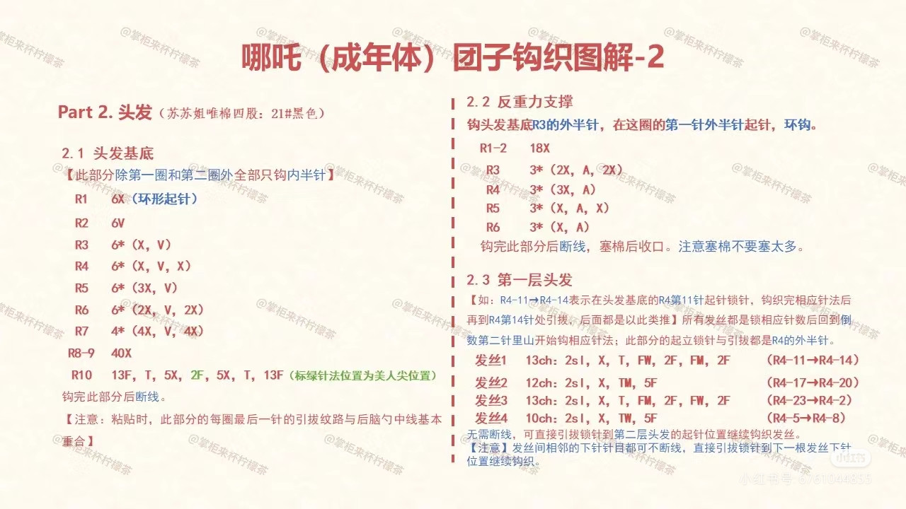 Crochet Amigurumi Nezha Adult Body Doll Pattern Chart Tutorial