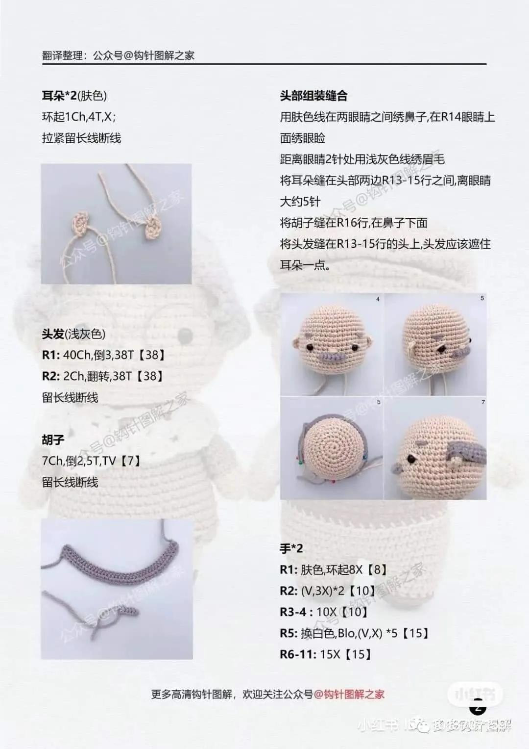 Crochet Amigurumi Old Man Pattern Chart