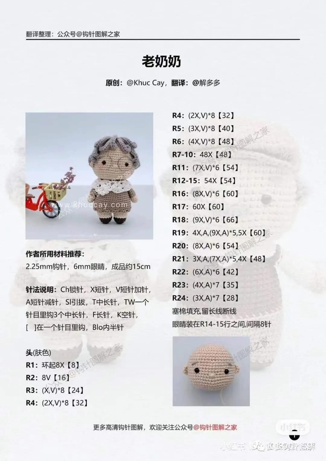 Crochet Amigurumi Old Man Pattern Chart
