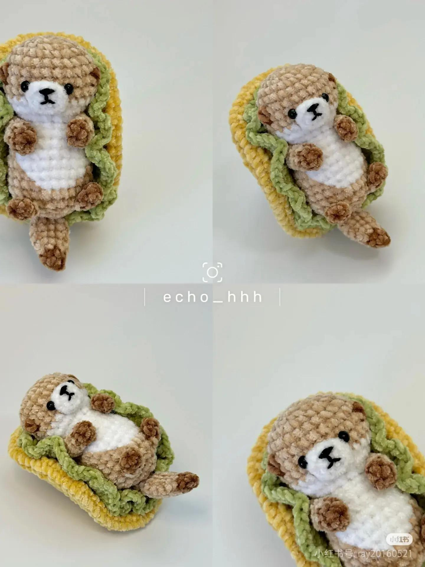 Crochet Amigurumi Otter in Egg Tart Pattern Chart