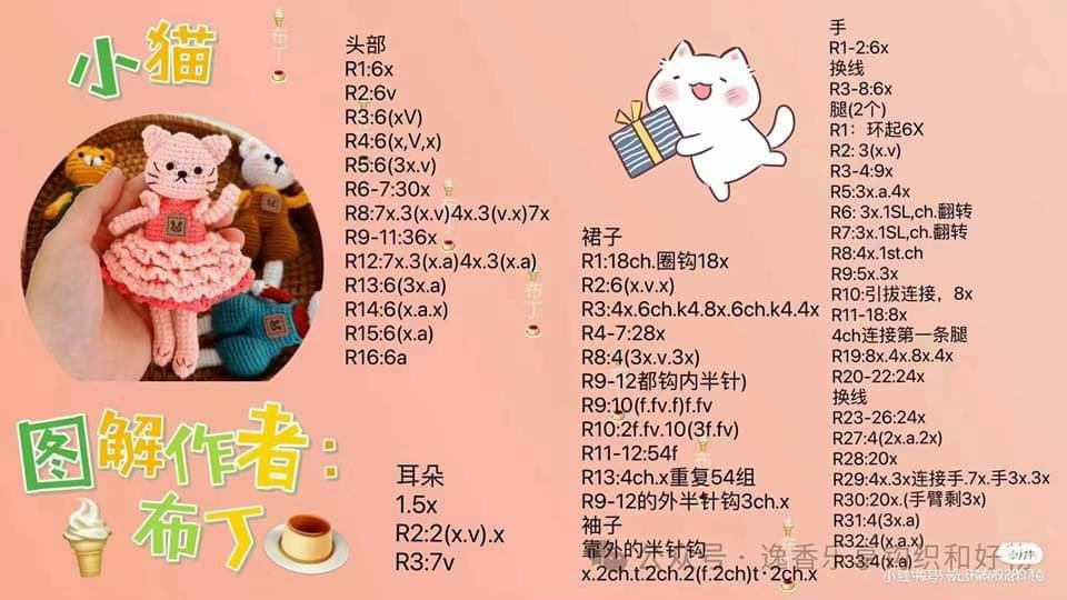 Crochet Amigurumi Pattern: Cute Bear, Cat, Tiger and Rabbit Dolls with Clothes