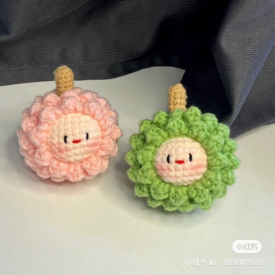 Crochet Amigurumi Pattern: Cute Mini Durian and Pink Fruit Doll