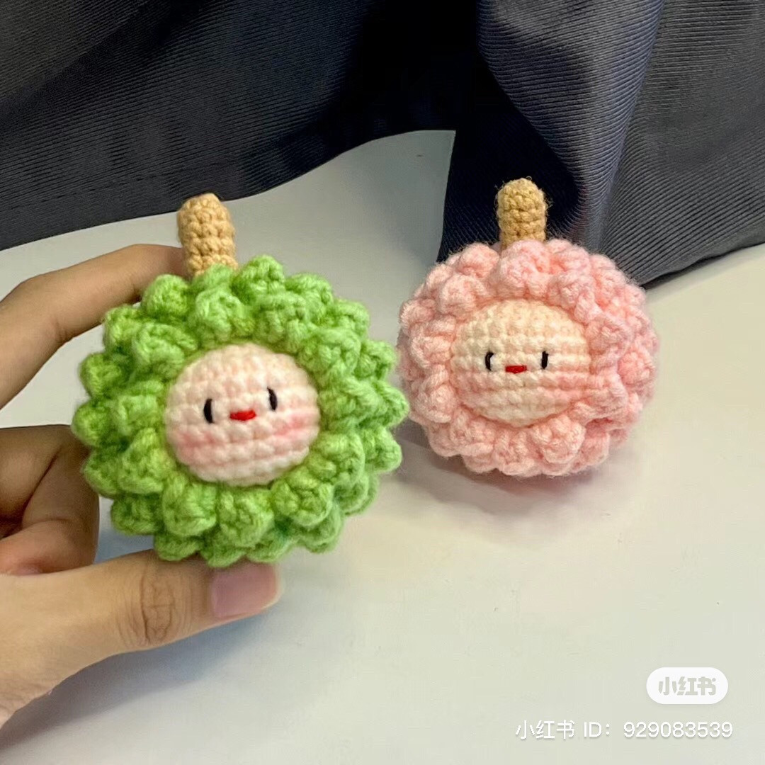 Crochet Amigurumi Pattern: Cute Mini Durian and Pink Fruit Doll