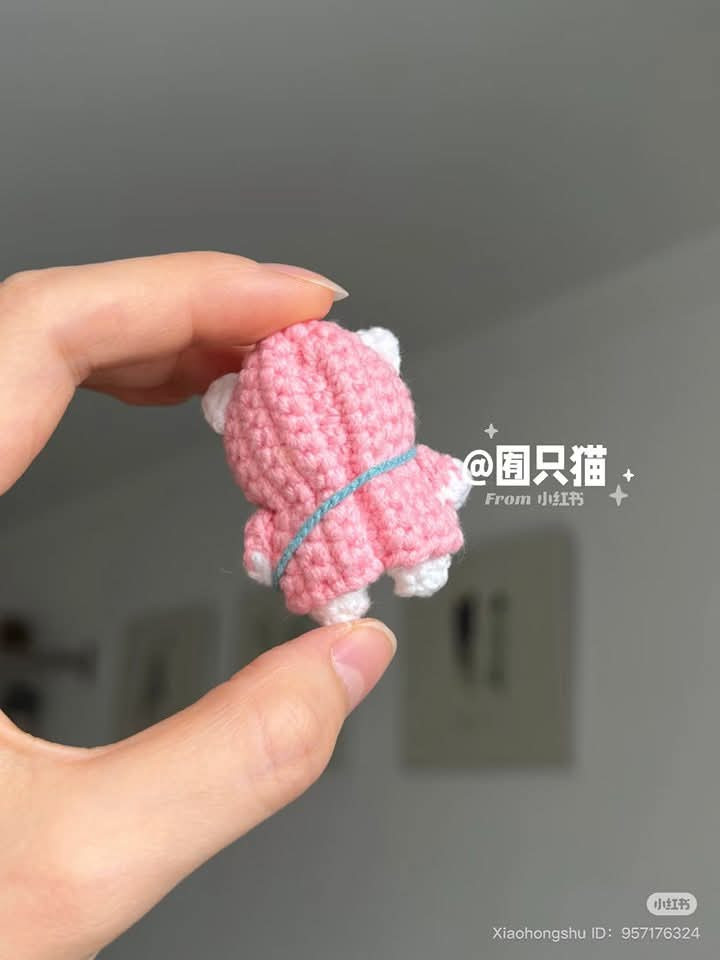 Crochet Amigurumi Pattern: Hello Kitty and Bunny in Raincoat with Bag