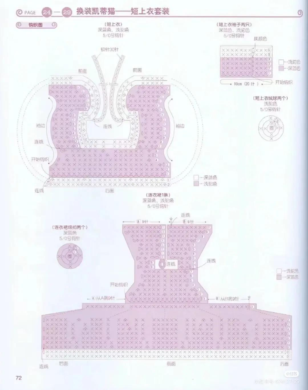 Crochet Amigurumi Pattern: Sitting Hello Kitty and Mimmy in Kimono Style