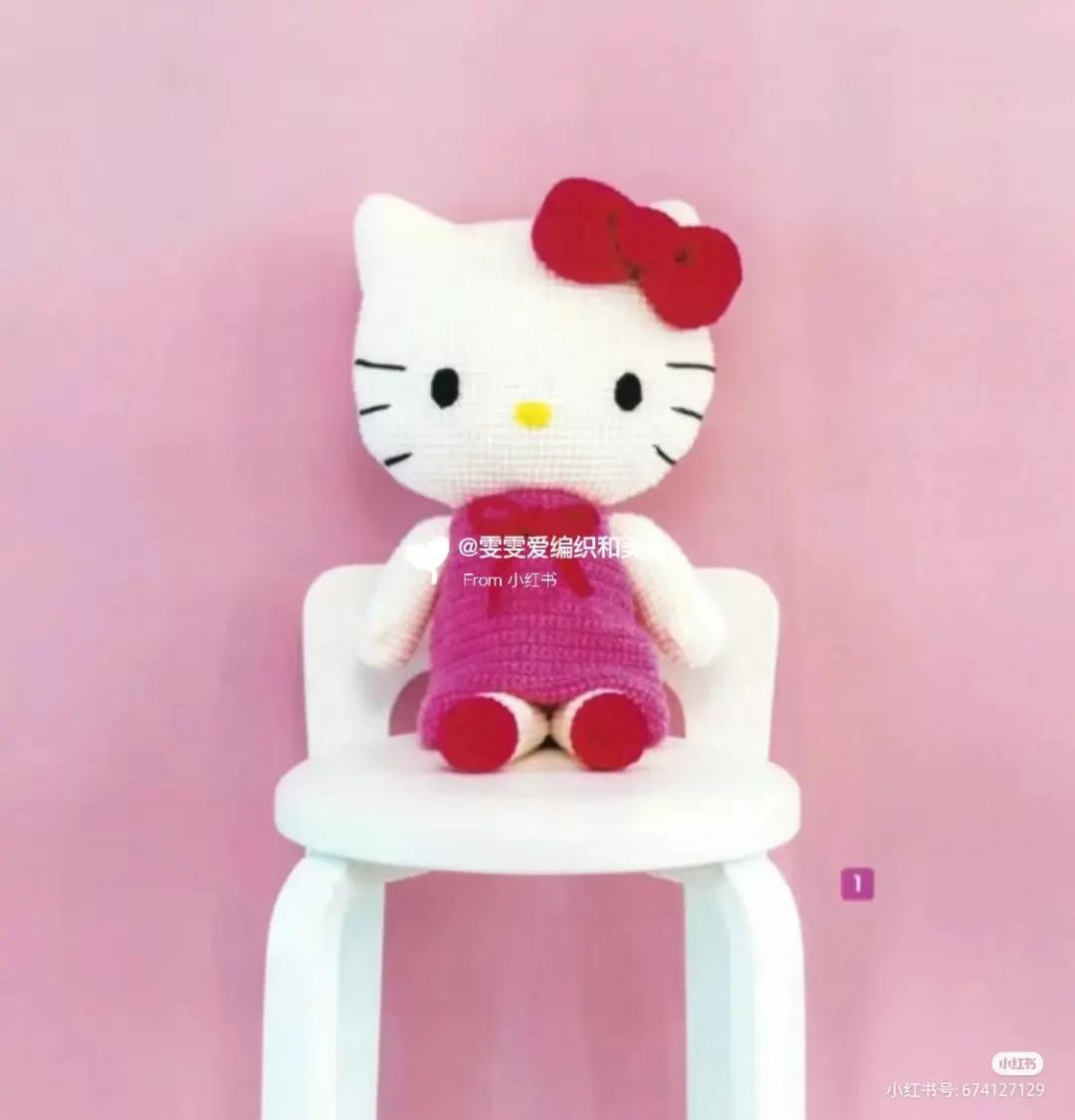 Crochet Amigurumi Pattern: Sitting Hello Kitty and Mimmy in Kimono Style