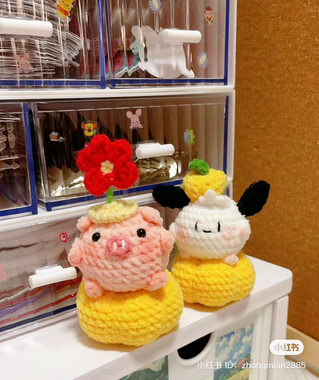 Crochet Amigurumi Patterns: Cute Cat with Headphones, Pig & Duck Ice Cream Cones, and Green Vegetable Bird