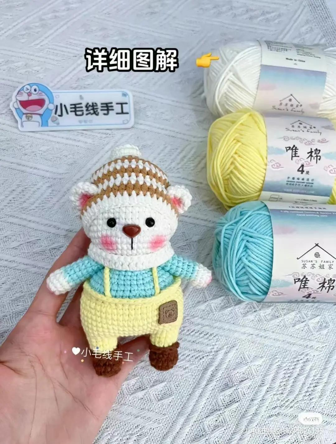 Crochet Amigurumi Patterns: Cute Monster with Pink Bow and Teddy Bear in Overalls