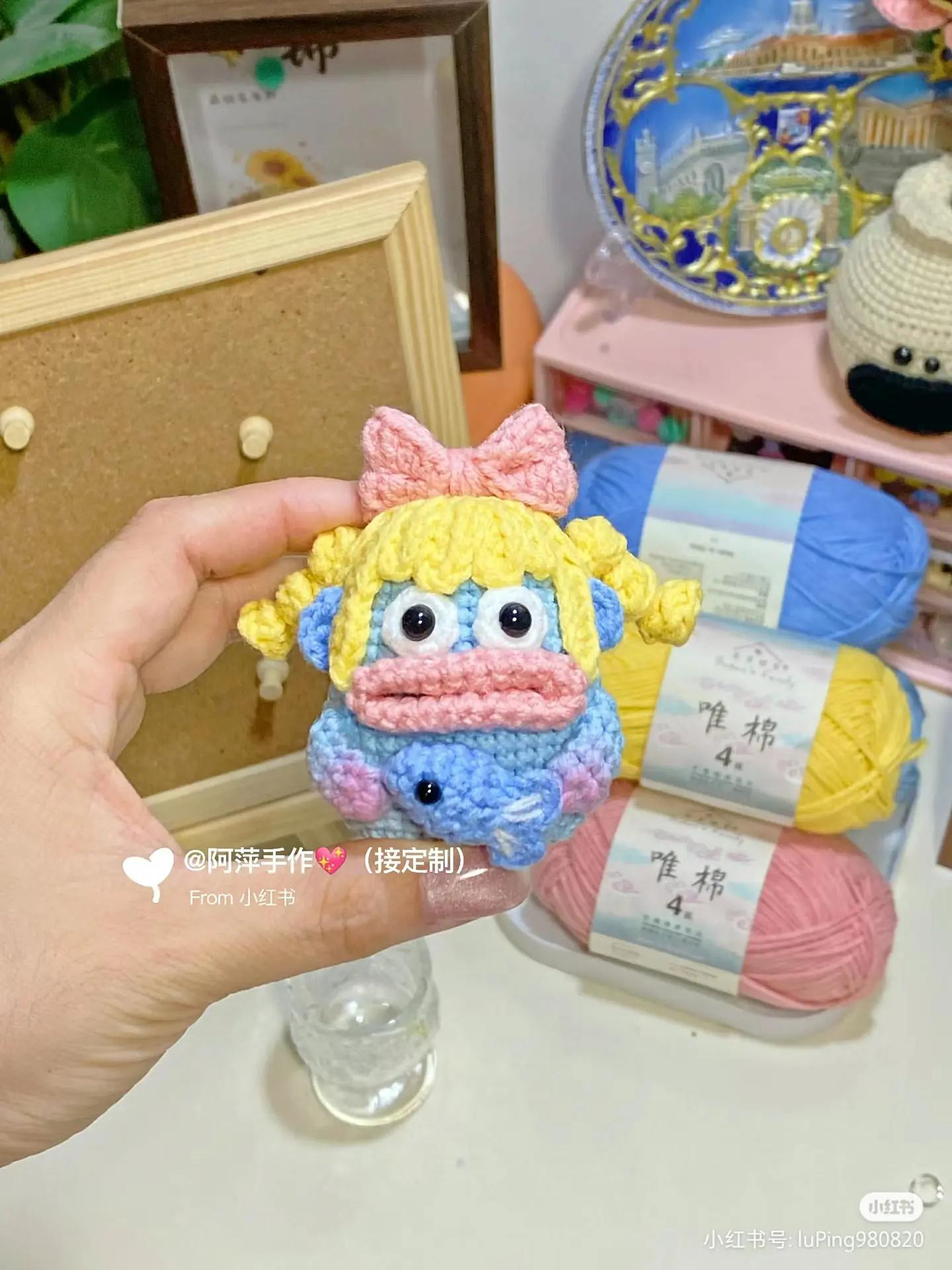 Crochet Amigurumi Patterns: Cute Monster with Pink Bow and Teddy Bear in Overalls