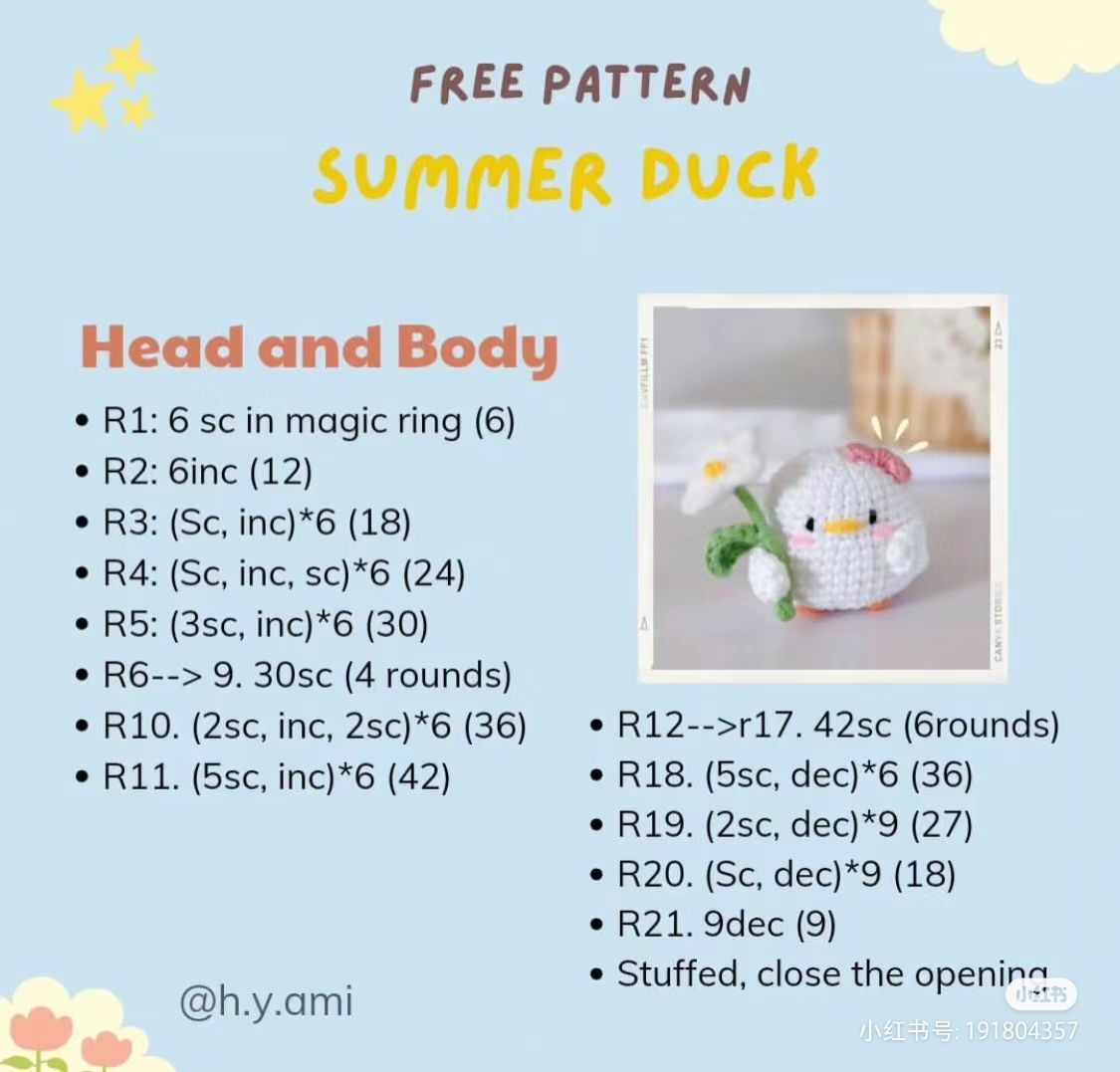 Crochet Amigurumi Patterns: Dumbo Elephant and Summer Duck Free Charts