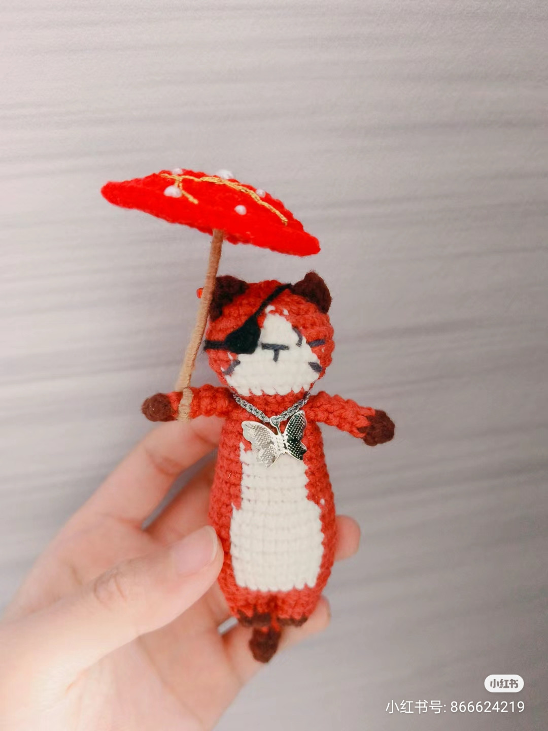 Crochet Amigurumi Red Fox with Umbrella and Cat Doll Pattern Chart