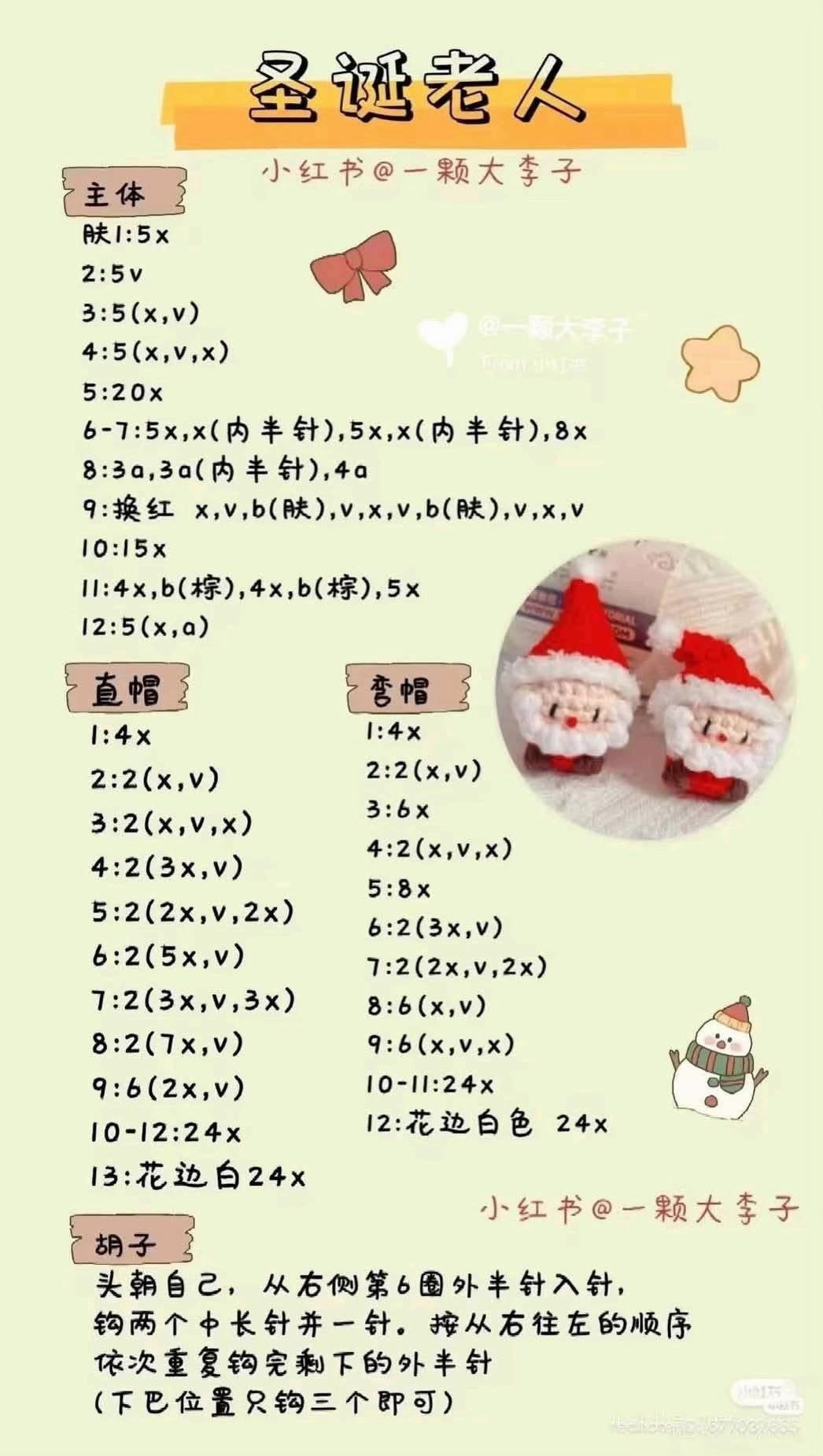Crochet Amigurumi Santa Claus Doll Pattern Chart
