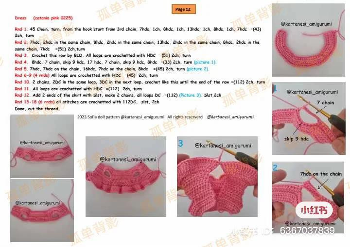 Crochet Amigurumi Sofia Doll Pattern with Pink Dress and Blonde Hair