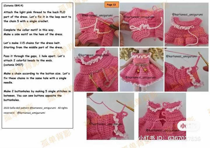 Crochet Amigurumi Sofia Doll Pattern with Pink Dress and Blonde Hair