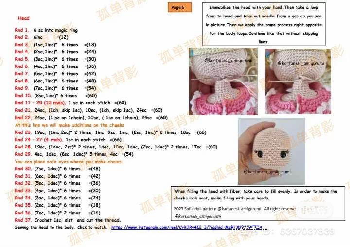 Crochet Amigurumi Sofia Doll Pattern with Pink Dress and Blonde Hair