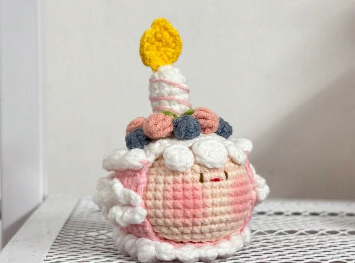 Crochet Amigurumi Strawberry Birthday Cake Doll with Candle Pattern