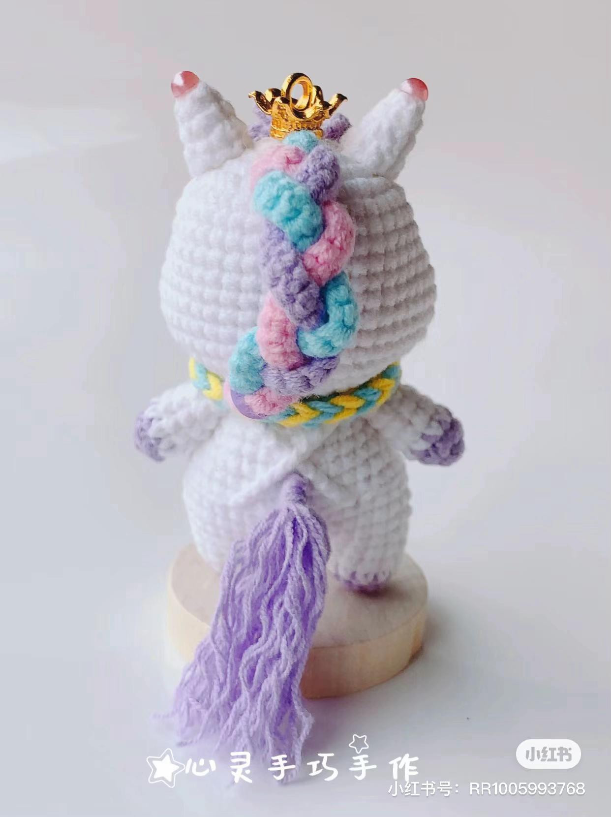 Crochet Amigurumi Zodiac Horse Pattern Chart with Crown and Braided Mane