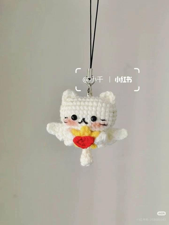 Crochet Angel Cat Keychain Pattern Chart