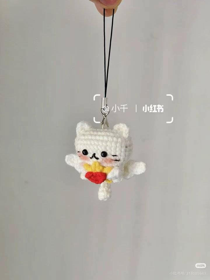 Crochet Angel Cat Keychain Pattern Chart