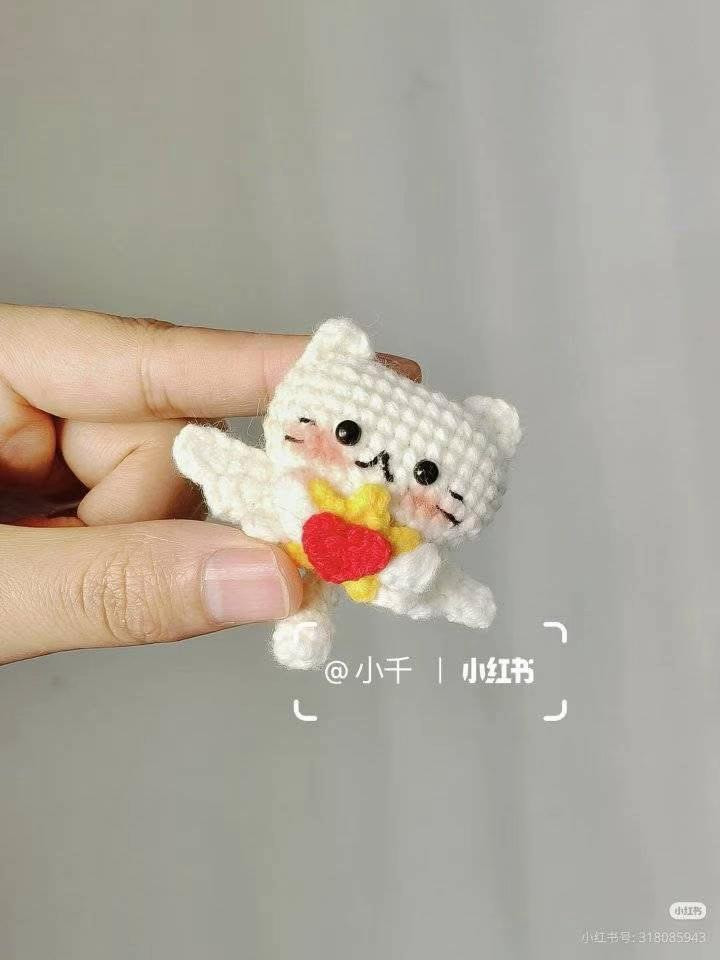 Crochet Angel Cat Keychain Pattern Chart