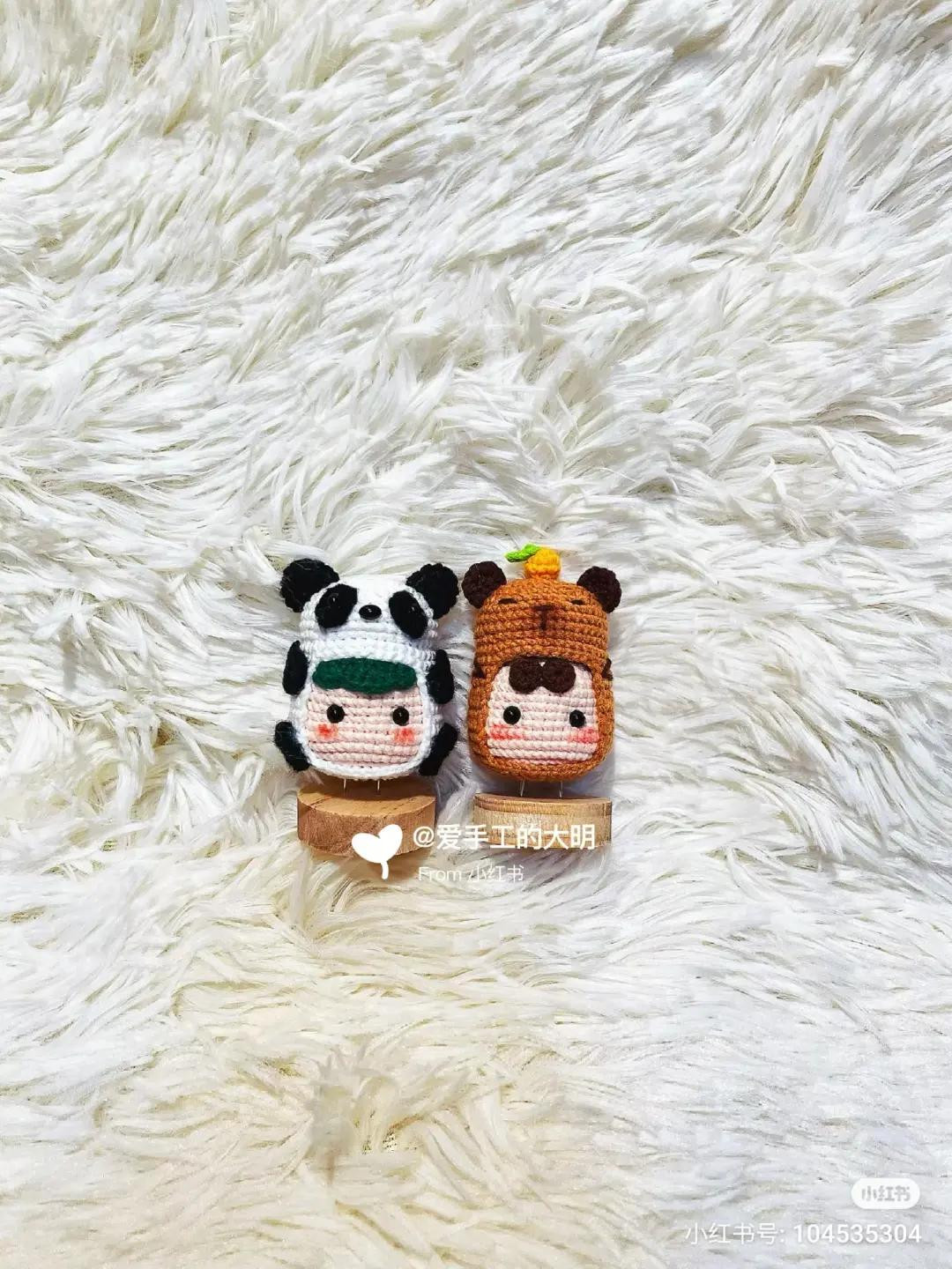 Crochet Animal Dango Dolls Pattern: Panda, Capybara, Penguin, Cat